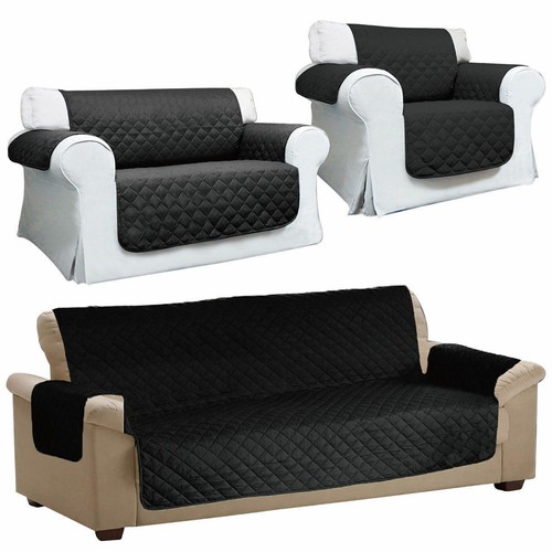 Quilted black sofa - black, arm